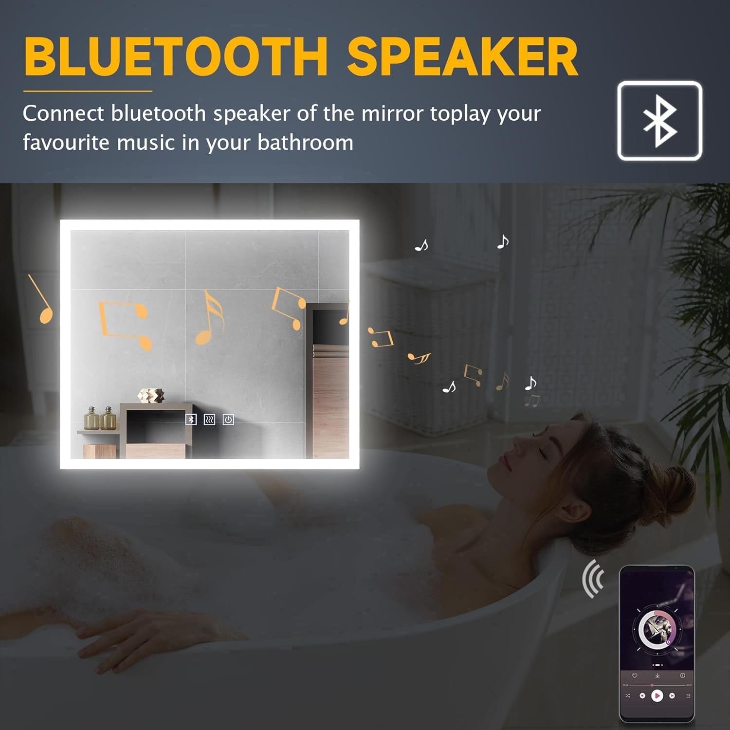 LED Bathroom Mirror 600x500mm Bluetooth Anti-Fog Touch Sensor Shaver Socket