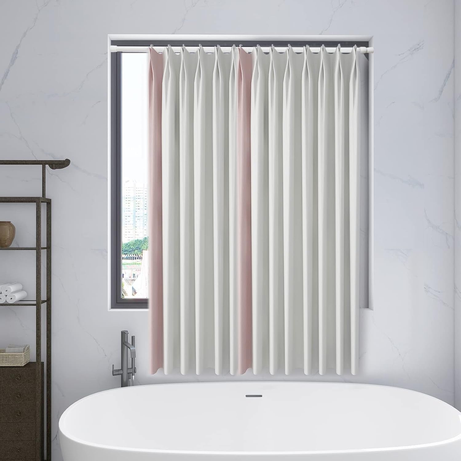 2 Pack 135-250cm Tension Curtain Rods Extendable No Drill Window Pole White