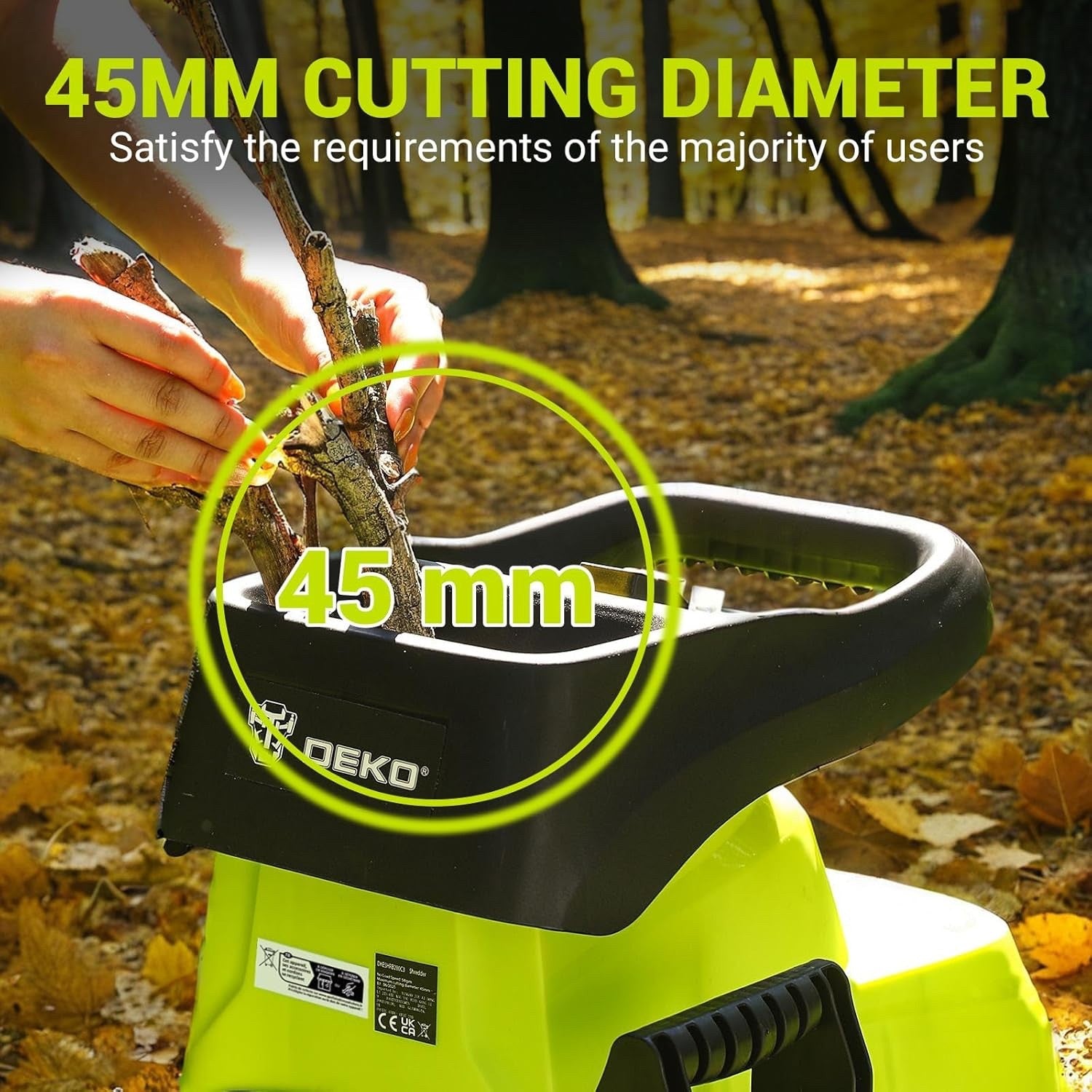 2800W Electric Garden Shredder 60L Box 45mm Branch Chipper Mulcher Safety Switch