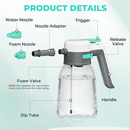 Foam Sprayer Electric 1.8L Cordless Car Wash Water Spray 90° Battery Display
