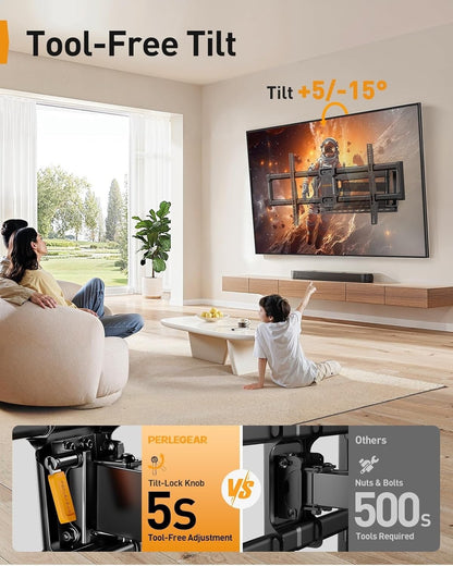 TV Wall Bracket Mount 42-97 Inch Long Arm Full Motion Swivel Tilt 68kg Black