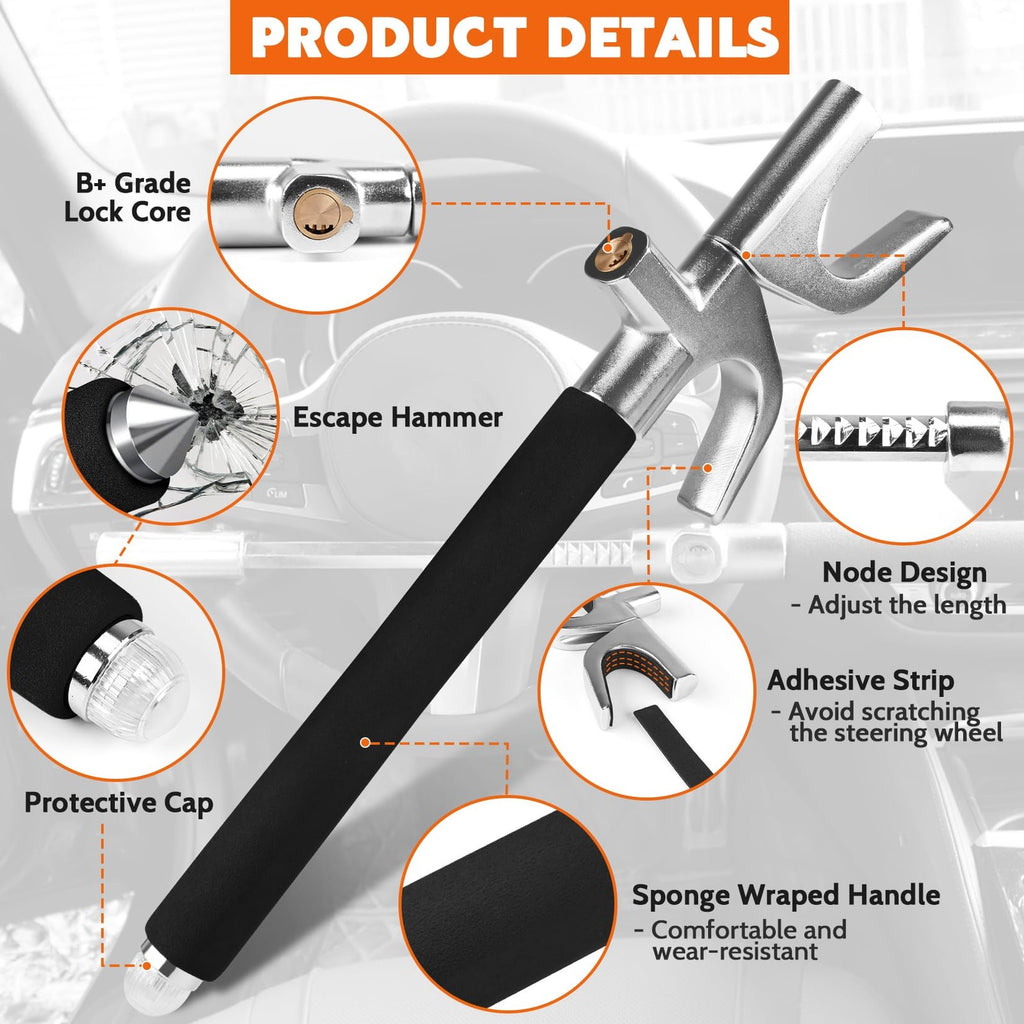 Steering Wheel Lock Anti Theft Universal Car Security Device Heavy Duty