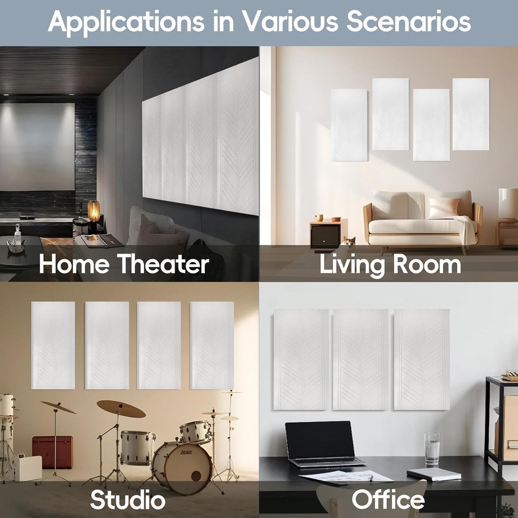 10 Pack White Acoustic Wall Panels 48.8x24.4 Self Adhesive Soundproof Foam Tiles