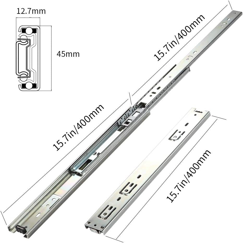 400mm Heavy Duty Drawer Runners Full Extension Ball Bearing 5 Pairs
