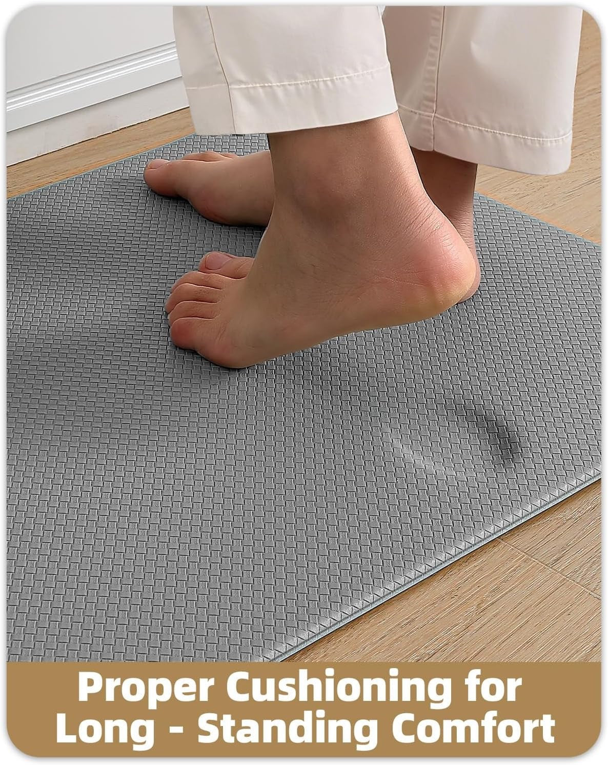 Kitchen Floor Mat Runner Anti Fatigue 60x180cm Grey Non Slip Waterproof PVC