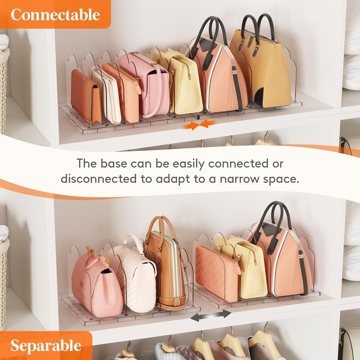 Shelf Dividers 8 Pack Clothes Adjustable Clear Closet Wardrobe Handbag Storage