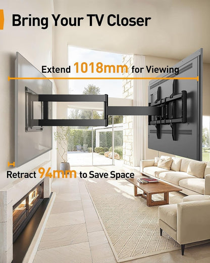 TV Wall Bracket Mount 42-97 Inch Long Arm Full Motion Swivel Tilt 68kg Black