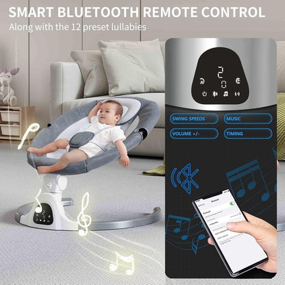 Electric Baby Swing Bluetooth Remote 5 Speed Infant Rocker 5 Point Beige