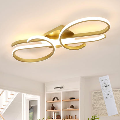 LED Ceiling Light Dimmable Remote 29W Gold 55x20cm Modern Music Design 3250LM