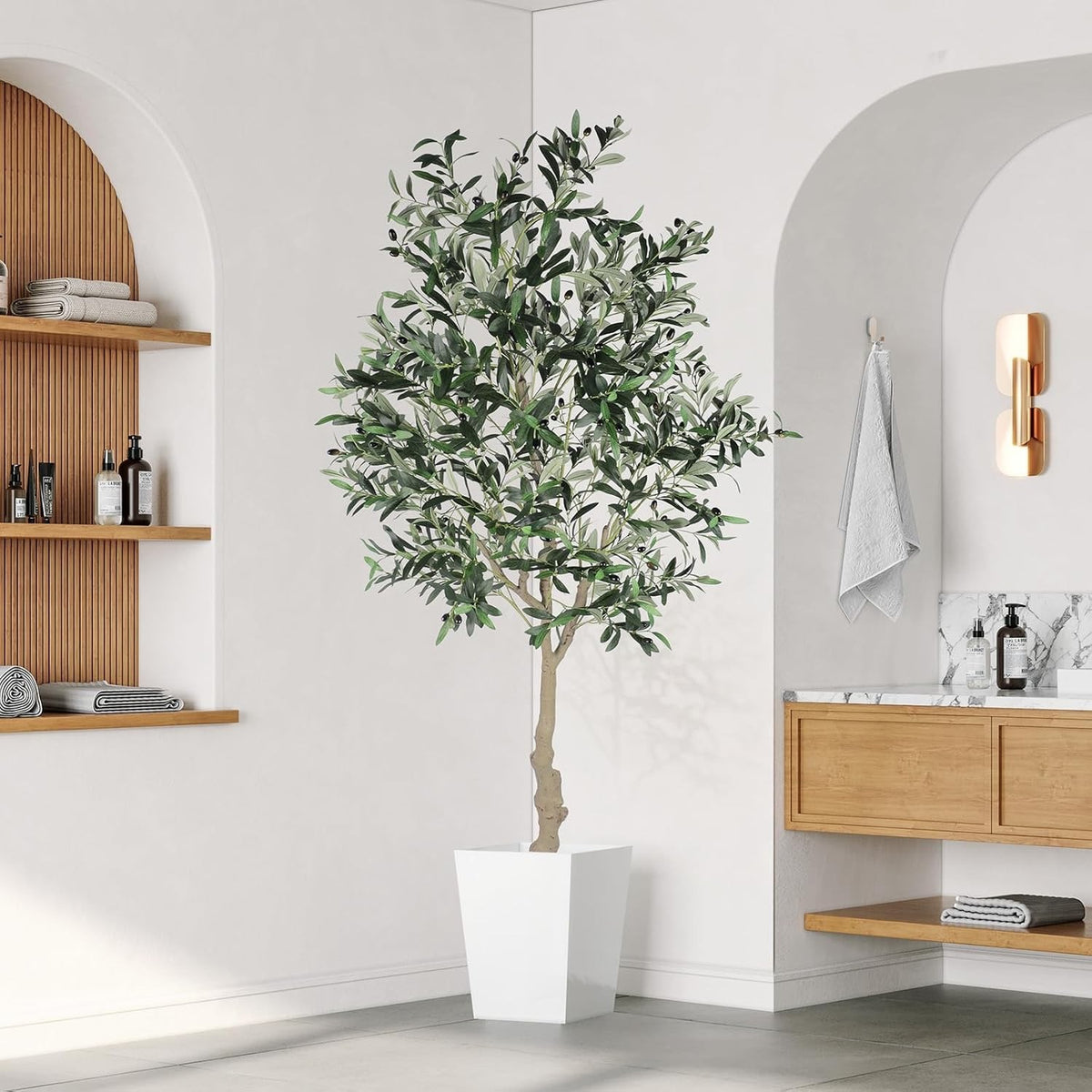 Artificial Olive Tree 7FT Faux Silk Lifelike Plant Indoor Living Room Bedroom