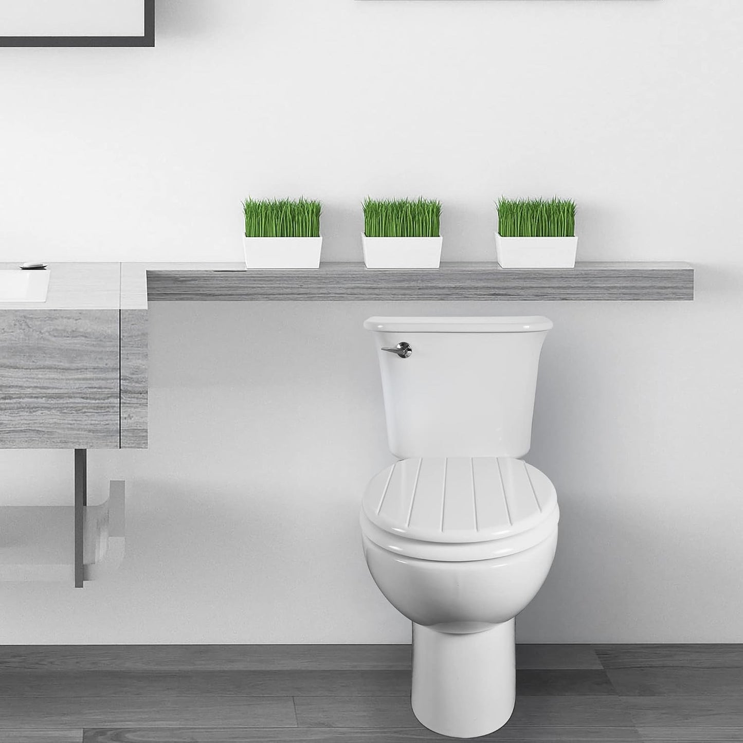 White Wooden Toilet Seat Antibacterial Adjustable Hinges Bathroom Easy Clean