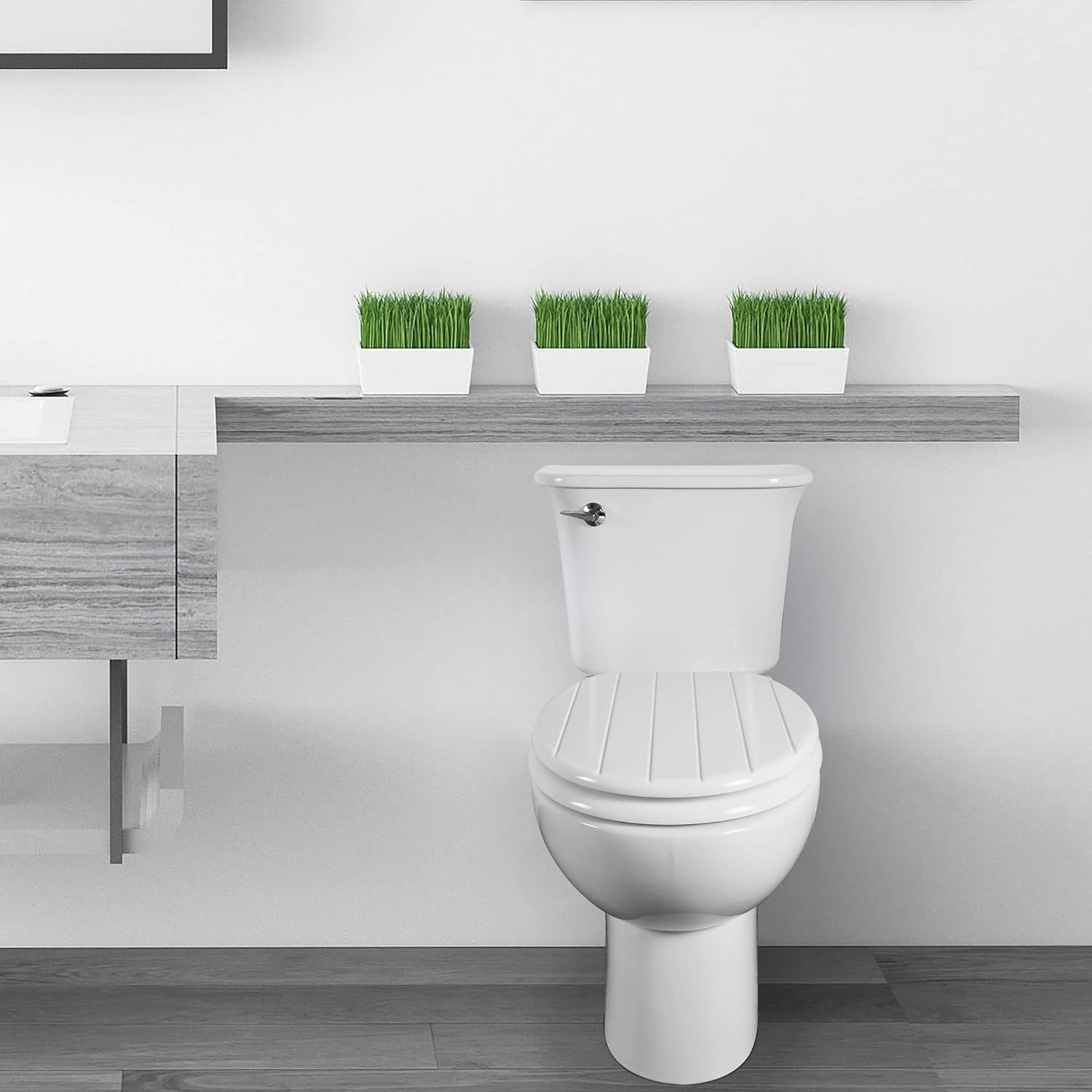 White Wooden Toilet Seat Antibacterial Adjustable Hinges Bathroom Easy Clean