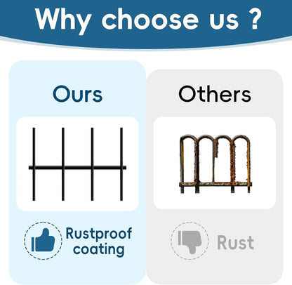 Garden Fence 5 Panels Gate 3.5m Metal No Dig Dog Pet Barrier Border Black