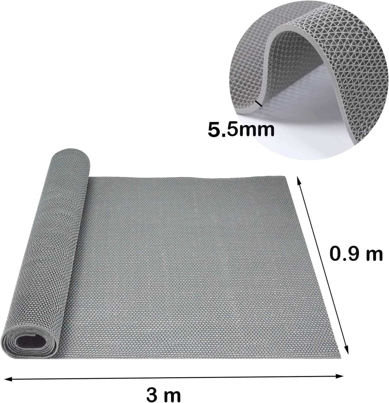 Heavy Duty Rubber Floor Mat 300×90cm Non Slip Waterproof Drainage Grey