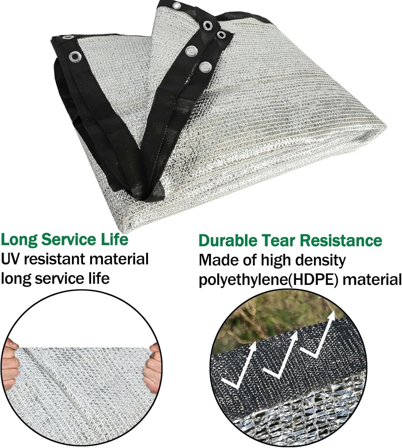 70% Aluminet Shade Cloth 10x14ft Mesh Sun Block Reflective Canopy Grommet Garden