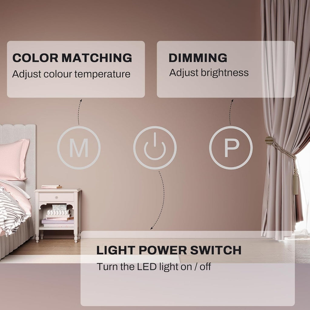 Hollywood Vanity Mirror LED Dimmable Touch Control 50x47cm Makeup Light