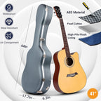 41in ABS Waterproof Acoustic Guitar Hard Case 0.6in Padding Navy CY0247 Classics
