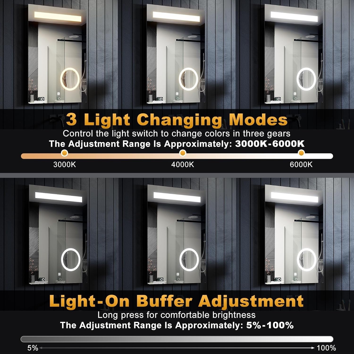 LED Bathroom Mirror 500x700mm Anti-Fog Touch Dimmable Shaver Socket Wall