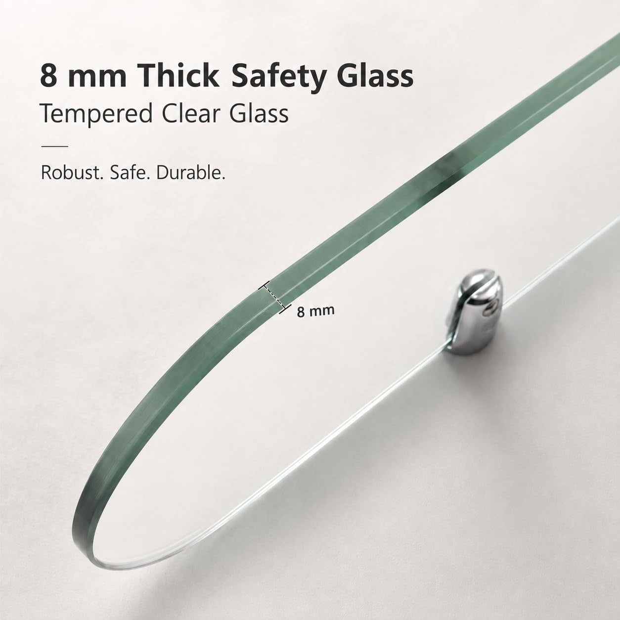 Bathroom Glass Shelf Shower Wall Mounted 80cm Clear Tempered Glass Chrome Clamp