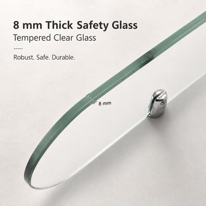 Bathroom Glass Shelf Shower Wall Mounted 80cm Clear Tempered Glass Chrome Clamp