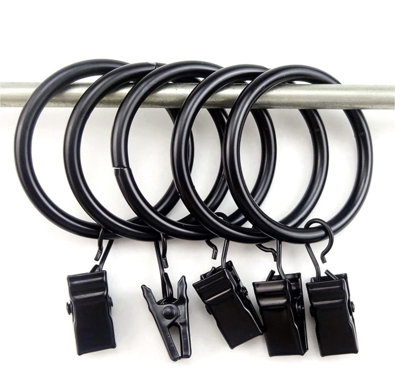 Curtain Rings Meiyaa 20 Pieces Black Metal Drapery Hanging Rings with Clips