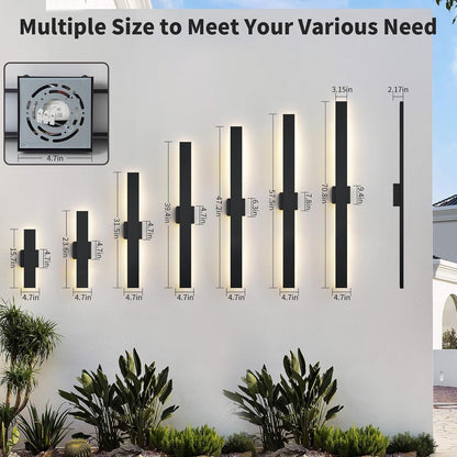 LED Outdoor Wall Light 100CM 2 Pack Dimmable IP65 Waterproof Exterior Black