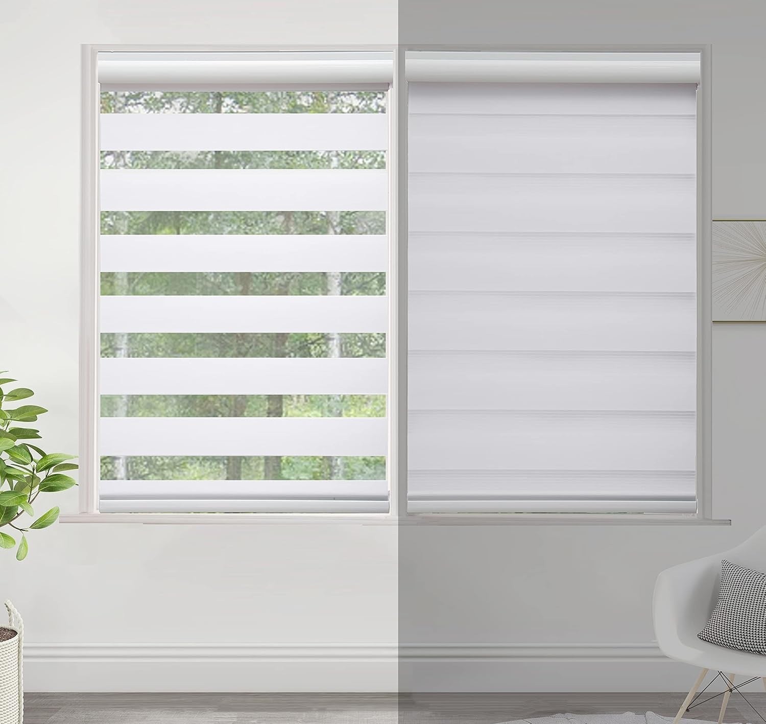 Zebra Roller Blind 100x150cm Day Night Blackout Window Shade White