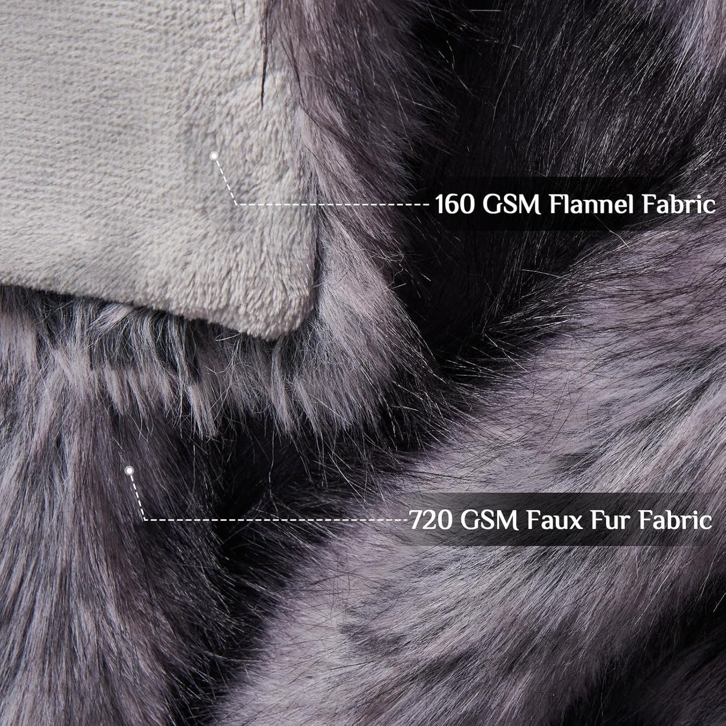 Faux Fur Throw Blanket Thick Warm Reversible Fluffy Grey Bed Sofa 230 x 270cm
