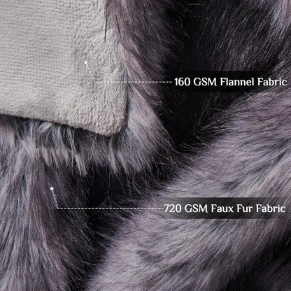 Faux Fur Throw Blanket Thick Warm Reversible Fluffy Grey Bed Sofa 230 x 270cm