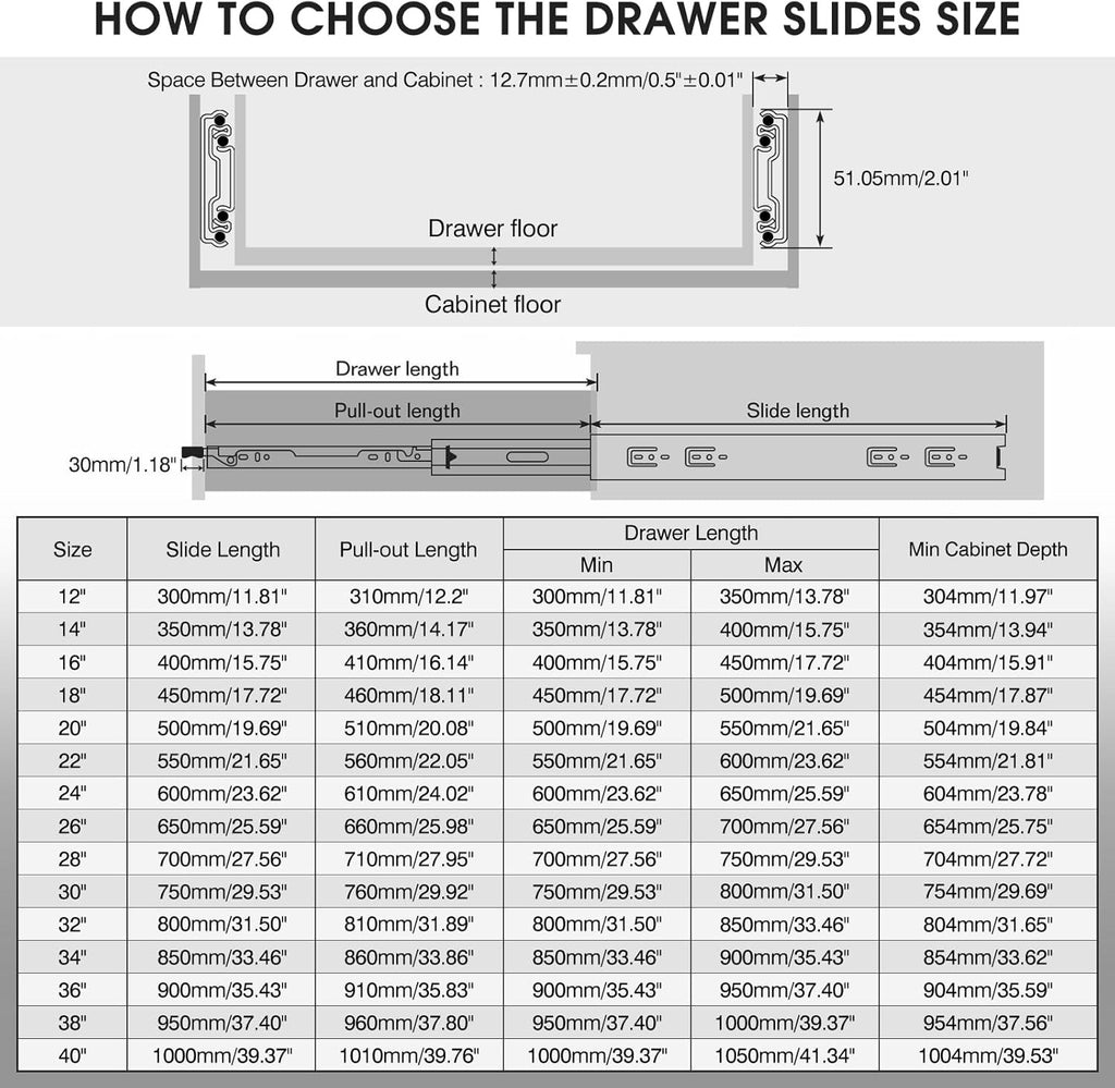 SHUHANG Heavy Duty Drawer Runners 68kg Locking Full Extension Ball Bearing Pair