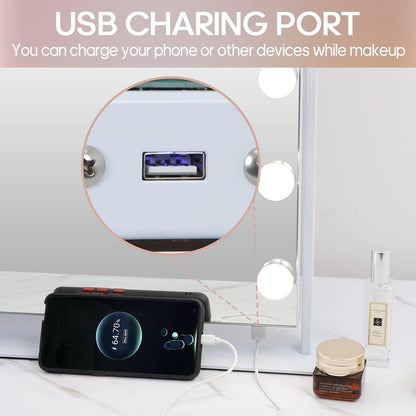 Hollywood Vanity Mirror LED Lights 15 Bulbs 360 Rotate Makeup Mirror 10X Mag