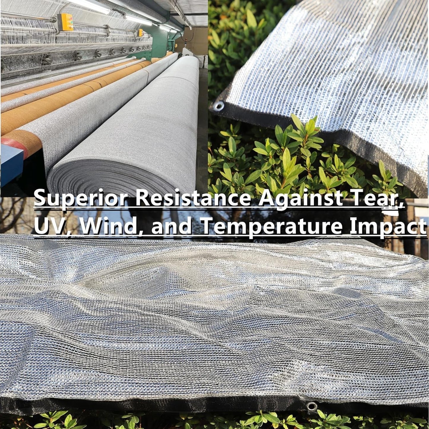 70% Aluminet Shade Cloth 10x14ft Mesh Sun Block Reflective Canopy Grommet Garden