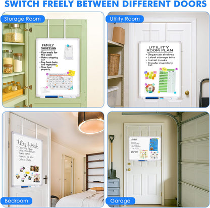 Magnetic Whiteboard Dry Erase Board 60x45cm Over Door Wall Mount Adjustable Hook