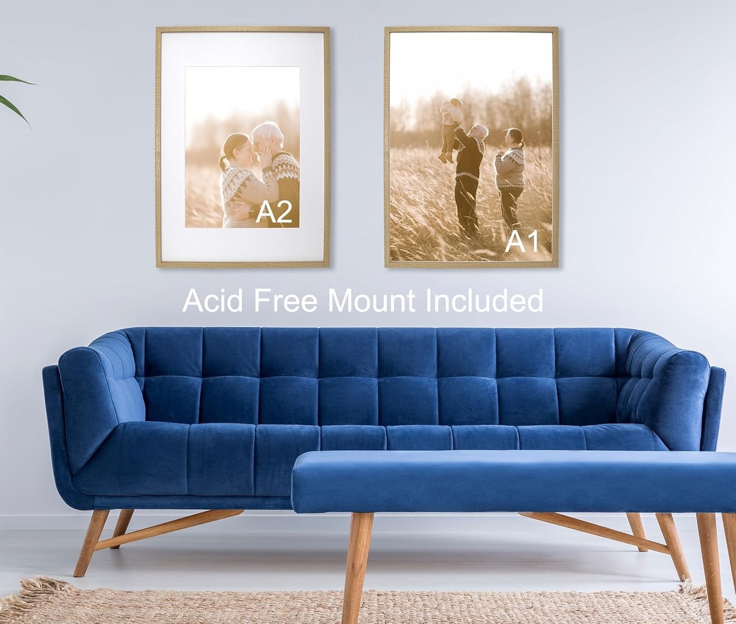 A1 Wooden Picture Frames Set of 3 With A2 Mount Wood Effect Poster Frame Wall