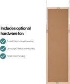 Wooden Wall Mounted Mirror Washed Wood Frame 35x110cm Hallway Bedroom