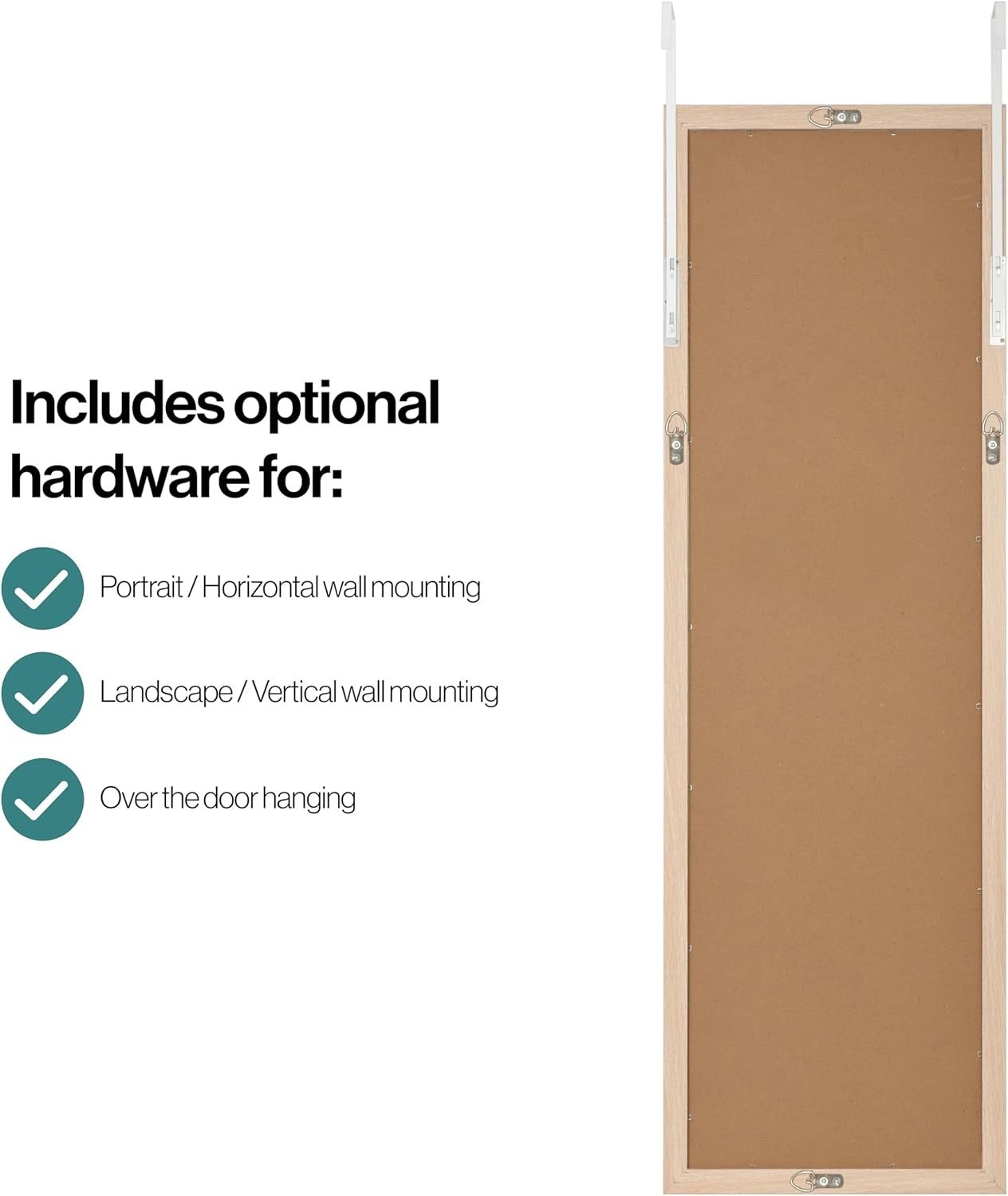 Wooden Wall Mounted Mirror Washed Wood Frame 35x110cm Hallway Bedroom