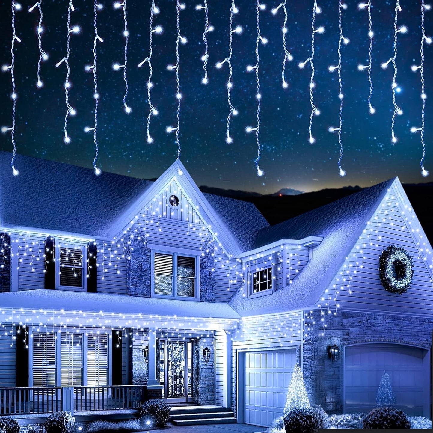 EcoNour Icicle Lights Outdoor Christmas Lights 1500 LED 47M Cool White