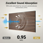 TONOR 4 Pack Wood Slat Acoustic Panels 48x24in Sound Absorbing Dark Walnut