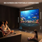 120" Projector Screen with Tripod 16:9 4K Portable Movie Screen Indoor Outdoor