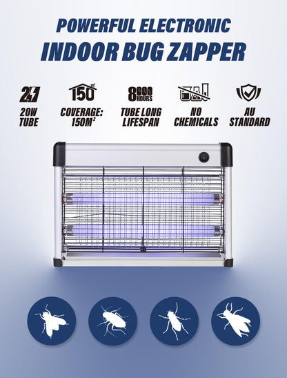 Electric Fly Zapper Killer Indoor Insect Bug Trap 2 Replacement Bulbs 10ft Cord