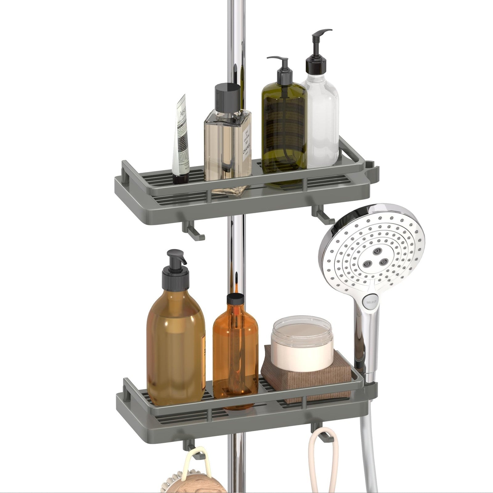 GOOPOOL Shower Caddy Bathroom Shelf Storage Shelf No Drilling 2 pcs Grey