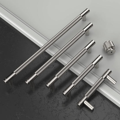Cabinet Handles Drawer Pulls 320mm Knurled Brushed Satin Nickel 10 Pack Kitchen