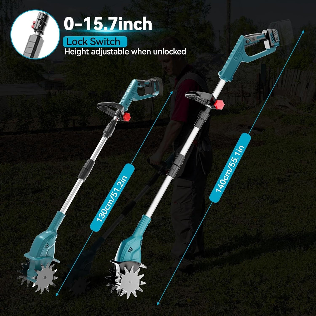Cordless Tiller Cultivator Makita 18V 10 Inch 550W Brushless Garden Rototiller