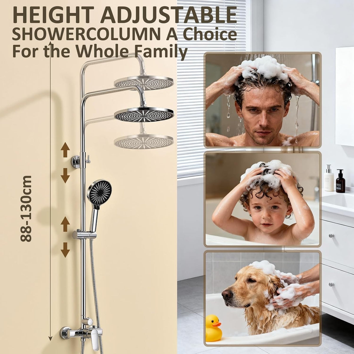 Shower System Rain Shower Hand Shower 26cm Stainless Steel Chrome Adjustable
