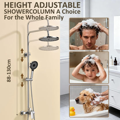 Shower System Rain Shower Hand Shower 26cm Stainless Steel Chrome Adjustable