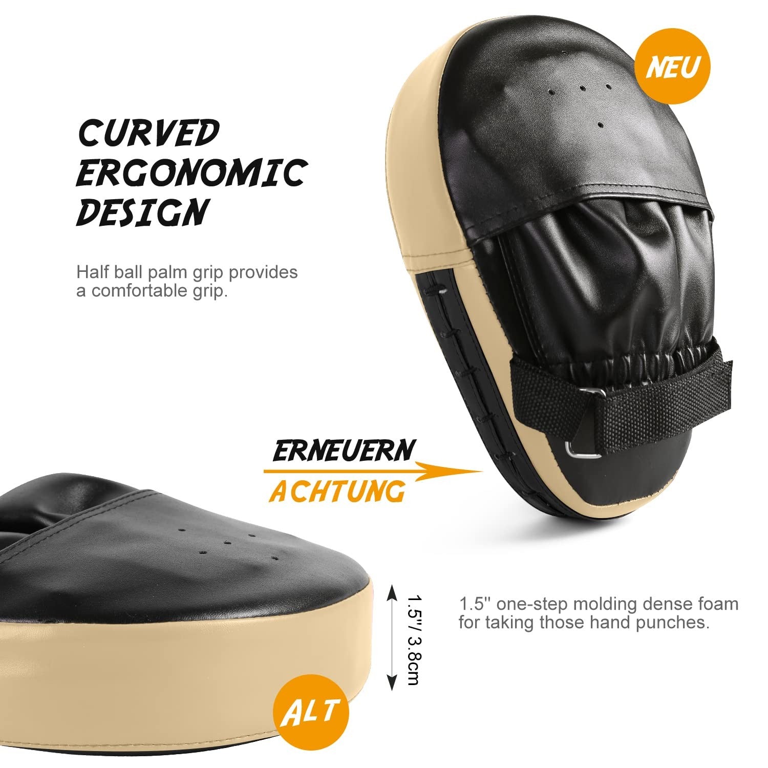 Odoland Boxing Mitts and Kick Pad Set Focus Pads Taekwondo Karate Muay Thai