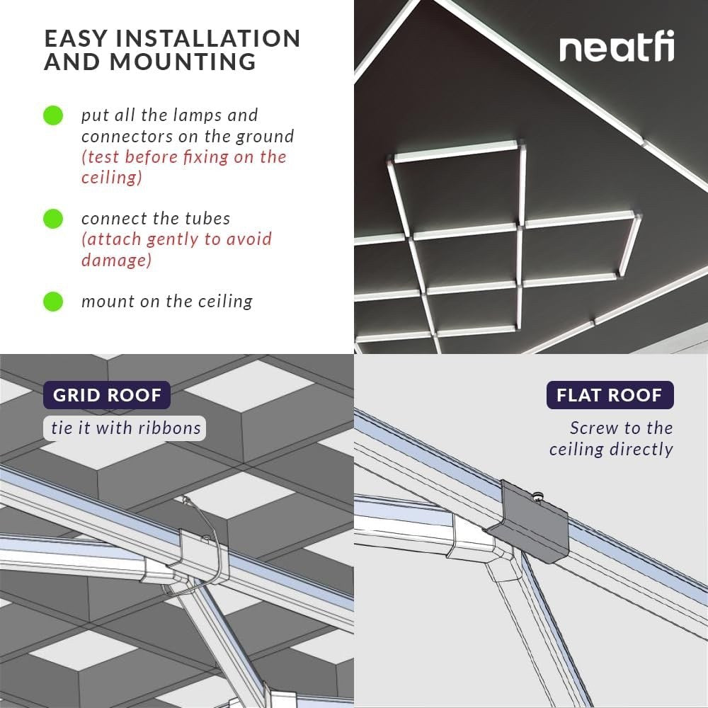 LED Shop Light Ceiling Mount 512W 31,680 Lumens Diamond Grid Cool White Garage