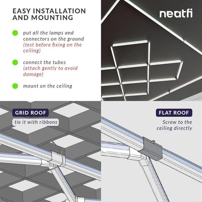 LED Shop Light Ceiling Mount 512W 31,680 Lumens Diamond Grid Cool White Garage