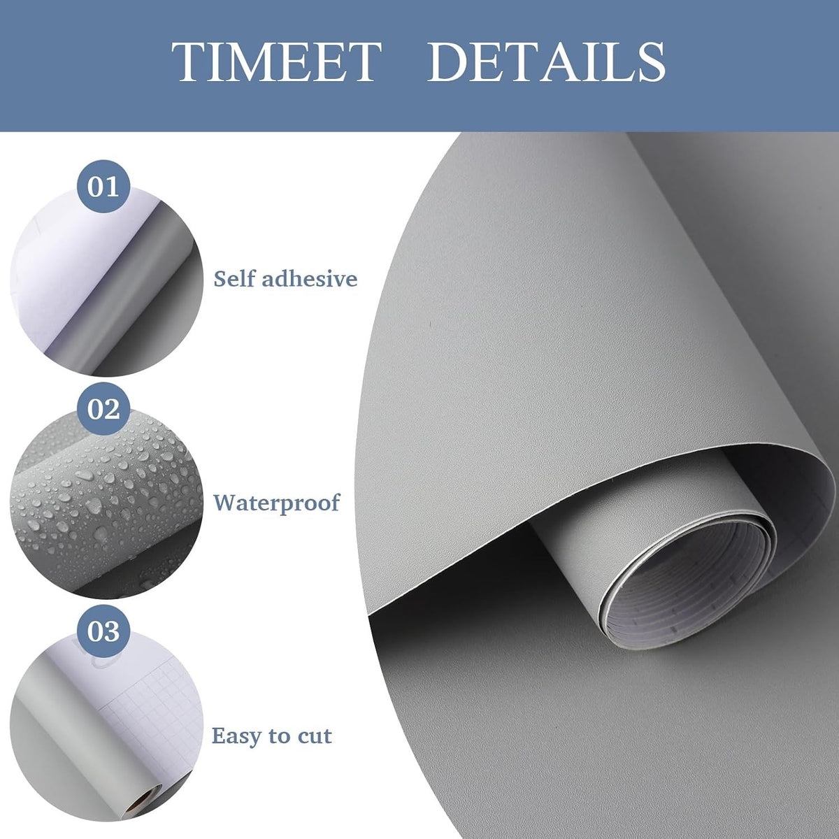 Sticky Back Plastic Wallpaper Self Adhesive Vinyl Wrap 60x1000cm Matt Light Grey