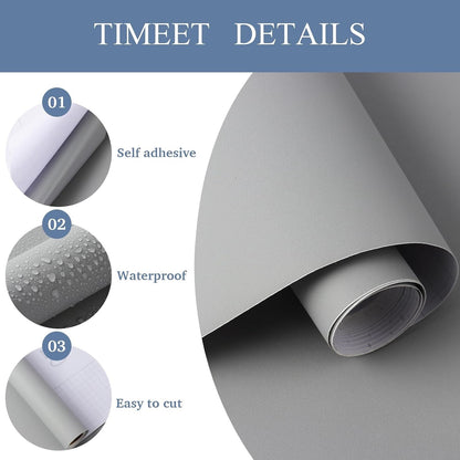 Sticky Back Plastic Wallpaper Self Adhesive Vinyl Wrap 60x1000cm Matt Light Grey